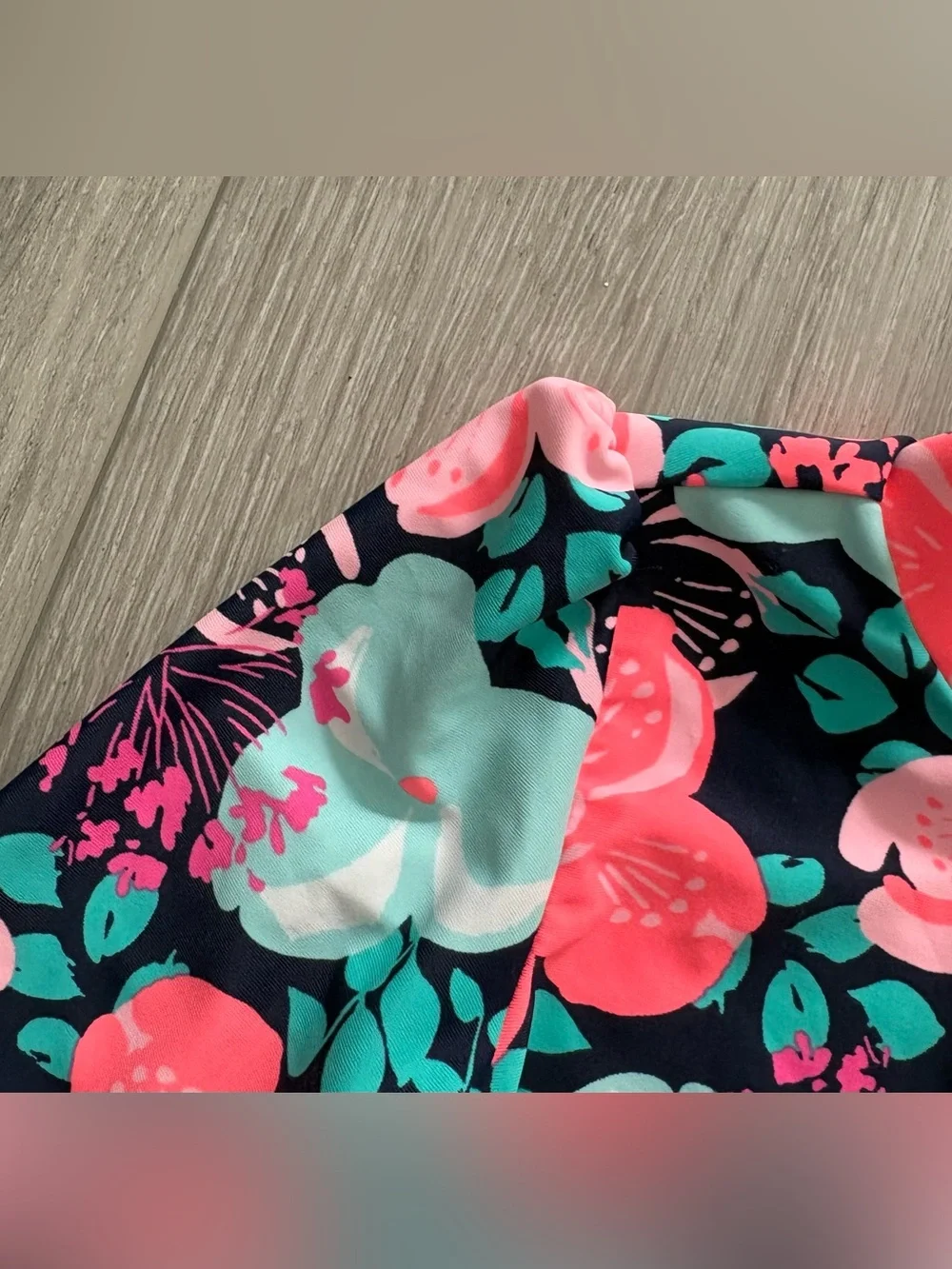 Kids Floral Long Sleeve Rash Guard - Pink & Teal. Size 18 months